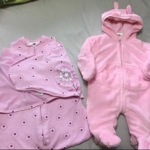 Swaddle me and fleece snowsuit